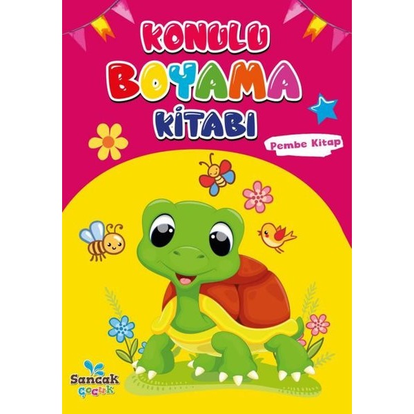 Konulu Boyama Kitabı - Pembe Kitap | Sancak Çocuk (Ciltsiz)