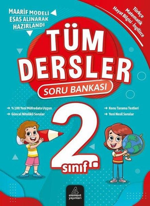 2. Sınıf  Tüm Dersler Soru Bankası | 4 Element Yayınları (İnce Kapak)