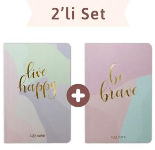 Pastel Çizgili Twins (2 Defter Takım) | Elaspaper