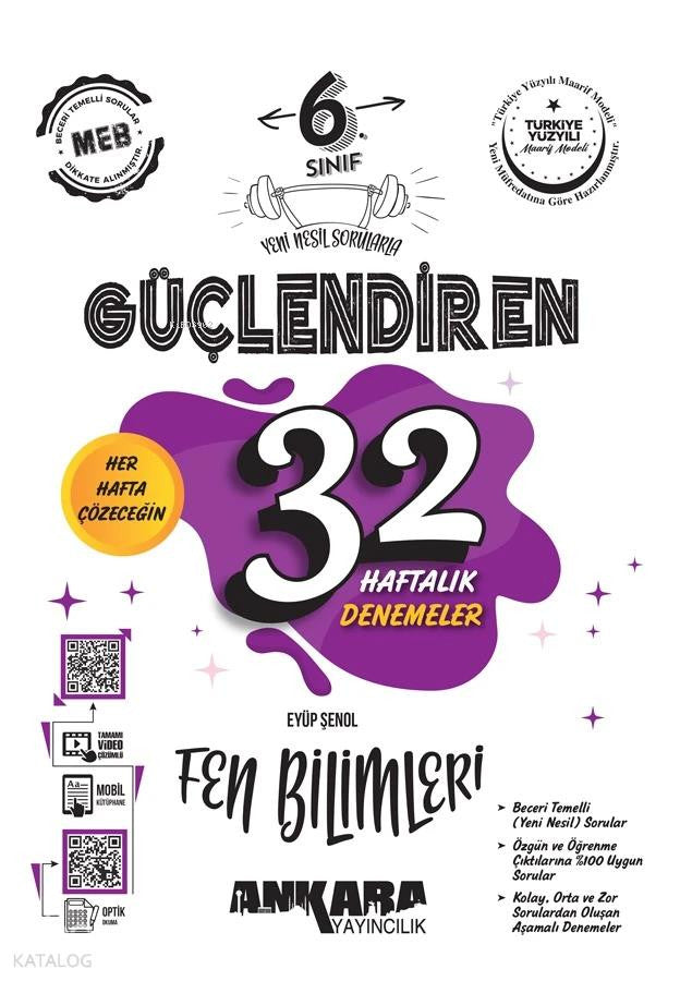 6.Sınıf Güçlendiren 32 Haftalık Fen Bilimleri Kazanım Denemeleri 2026 kitap kapağı