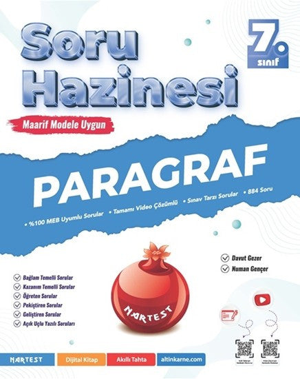 7. Sınıf Paragraf Soru Hazinesi Nartest Yayınları kitap kapağı