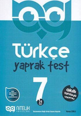 Nitelik Yayınları 7. Sınıf Türkçe Yaprak Test - Kenan Zorlu kitap kapağı