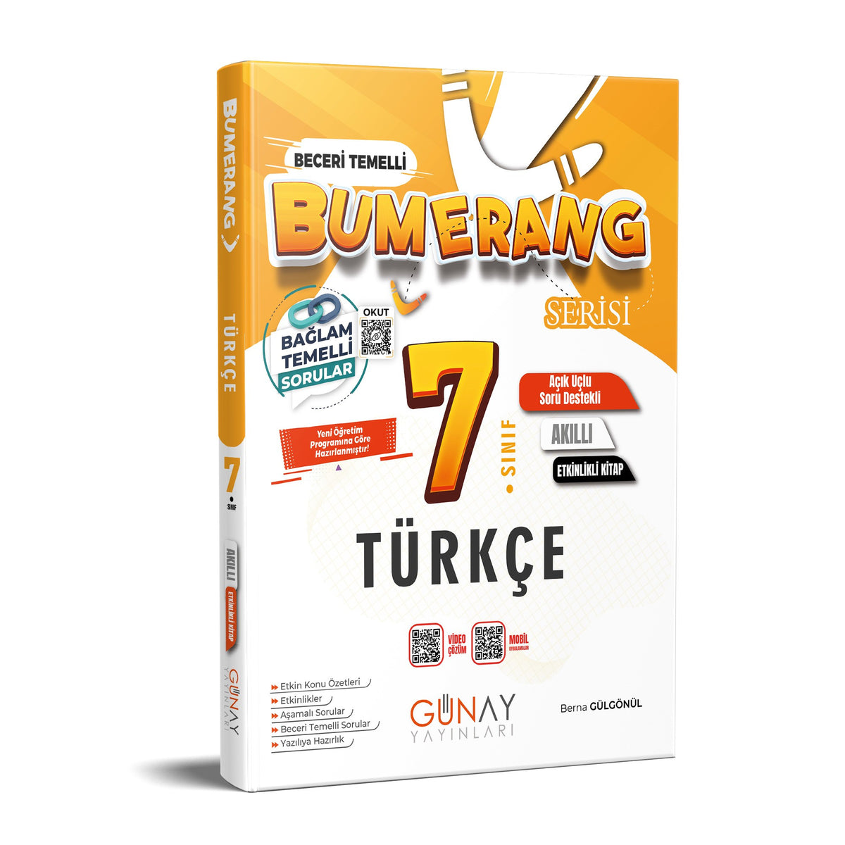 7. Sınıf Türkçe Etkinlikli Bumerang Serisi Günay Yayınları kitap kapağı
