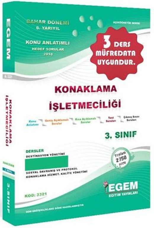 3. Sınıf 6. Yarıyıl Konaklama İşletmeciliği Konu Anlatımlı Hedef Sorular - Kod 3321