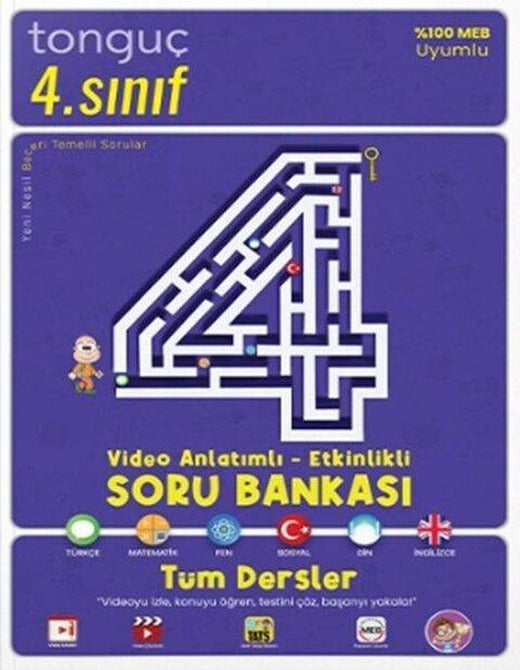 4.Sınıf Tüm Dersler Video Anlatımlı  Etkinlikli Soru Bankası | Tonguç Akademi (İnce Kapak)