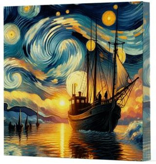Van Gogh 2 Gemi - Çizgisiz Yan Boyamalı Defter | Vivago Art