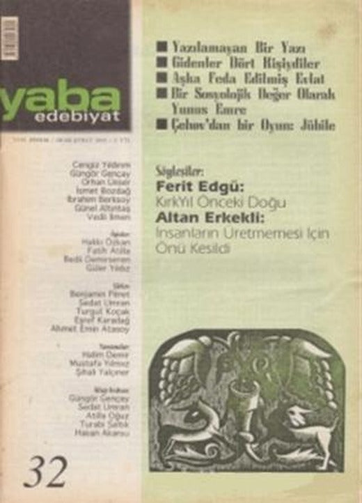 Yaba Edebiyat Dergisi Sayı: 32 | Yaba Dergisi Yayınları (Ciltsiz)