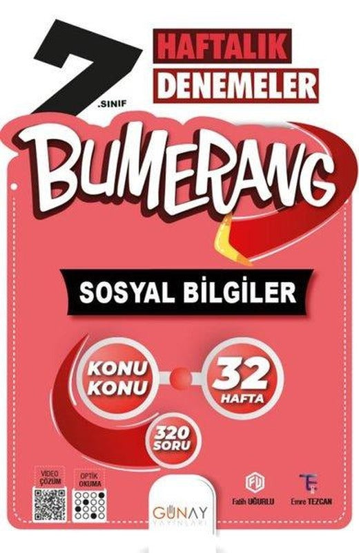 7. Sınıf Bumerang 32 Haftalık Sosyal Bilgiler Denemeleri | Günay Yayıncılık (İnce Kapak)