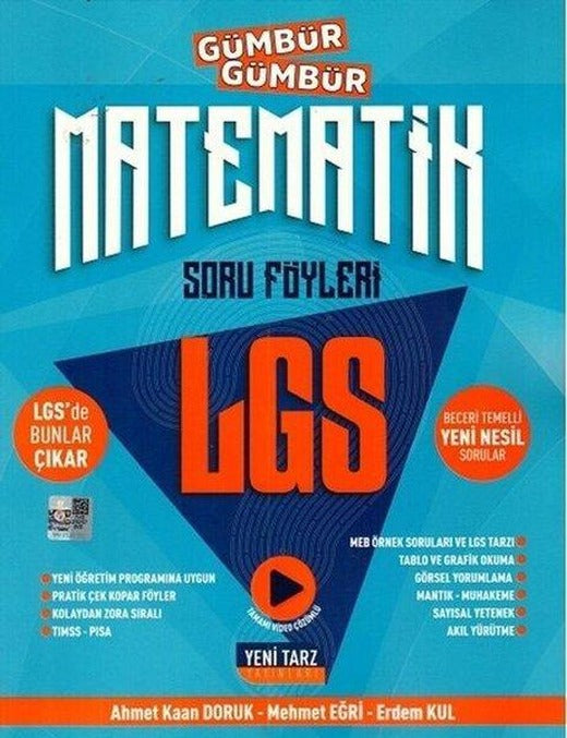 2022 8.Sınıf LGS Matematik Gümbür Gümbür Soru Föyleri | Yeni Tarz Yayınları (İnce Kapak)