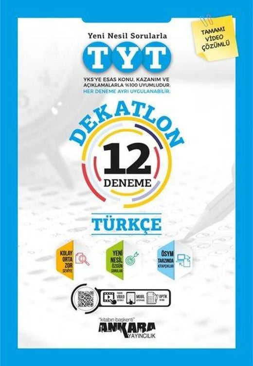 TYT Türkçe Dekatlon Denemeleri ( 12 Adet ) | Ankara Yayıncılık (İnce Kapak)