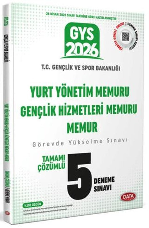 2026 Gençlik ve Spor Bakanlığı Yurt Yönetim Memuru Gençlik Hizmetleri Memuru Memur Tamamı Çözümlü 5 Deneme Sınavı | Data Yayınları (Ciltsiz)