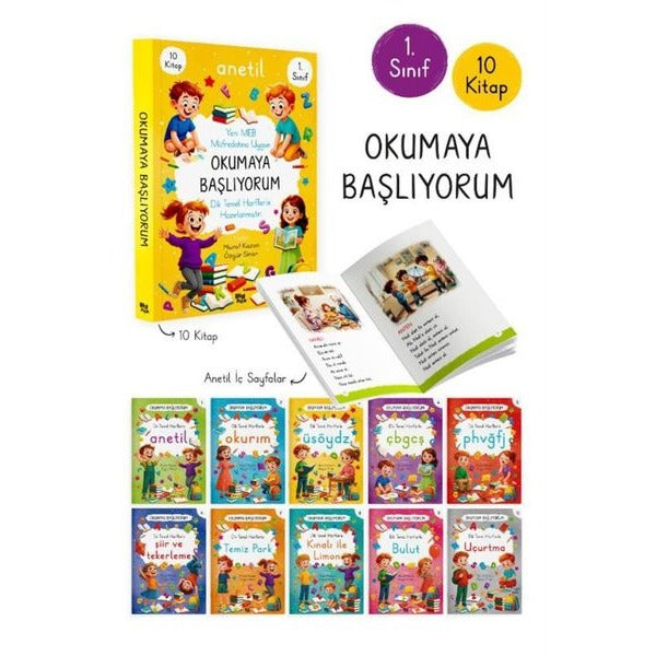 1. Sınıf Anetil Okumaya Başlıyorum Serisi Seti - 10 Kitap Takım | Bilgi Park Yayınları (İnce Kapak)