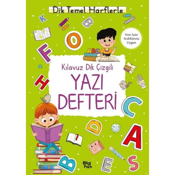 Kılavuz Dik Çizgili Yazı Defteri - Büyük Boy - Dik Temel Harflerle | Bilgi Park Yayınları (İnce Kapak)