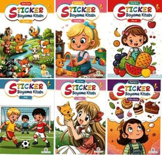 Neşeli Boyama Kitabı Sticker (6 Kitap Set) | Atlı Karınca Yayınları (Ciltsiz)