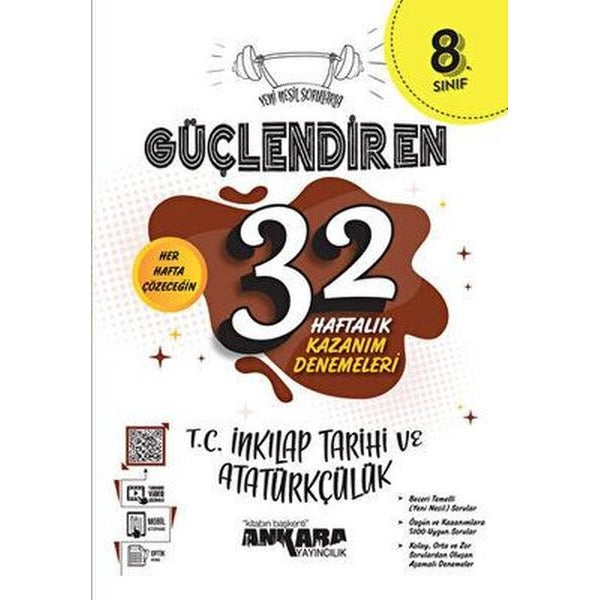 8. Sınıf T. C. İnkılap Tarihi Ve Atatürkçülük Güçlendiren 32 Haftalık Kazanım Denemeleri | Ankara Yayıncılık (İnce Kapak)