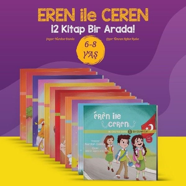 Eren ile Ceren İlk Okuma Serisi Seti - 12 Kitap Takım | Motto Yayınları (İnce Kapak)