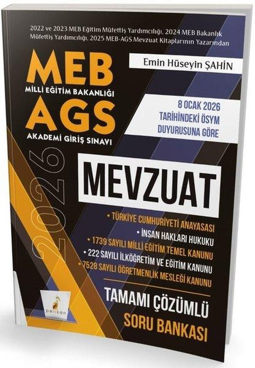 MEB - AGS Hazırlık Mevzuat Tamamı Çözümlü Soru Bankası | Pelikan Yayınları (İnce Kapak)