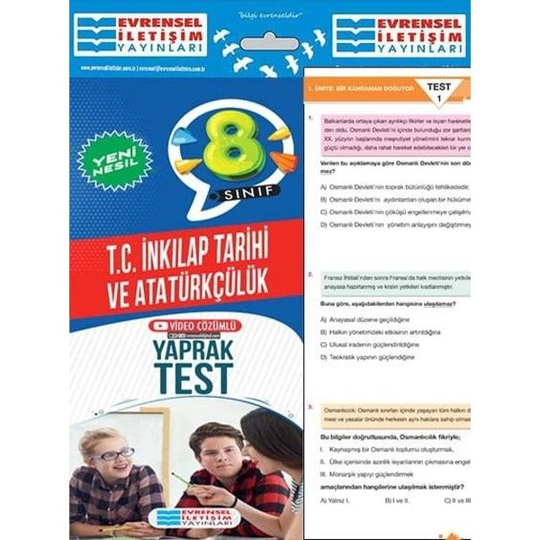 8. Sınıf İnkılap Tarihi ve Atatürkçülük Yeni Nesil Yaprak Test | Evrensel İletişim Yayınları (İnce Kapak)