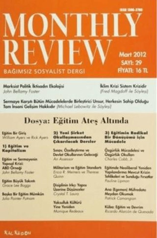 Monthly Review Bağımsız Sosyalist Dergi Sayı: 29 / Mart 2012 | Monthly Review Dergisi (Ciltsiz)