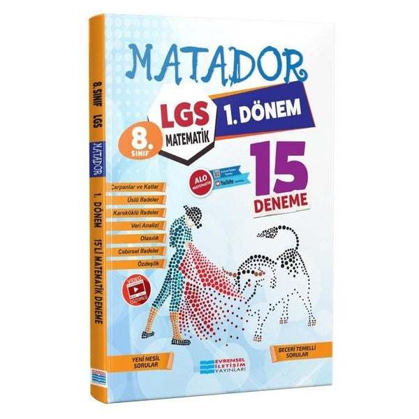 LGS 1. Dönem Matematik 15li Deneme Video Çözümlü | Evrensel İletişim Yayınları (İnce Kapak)