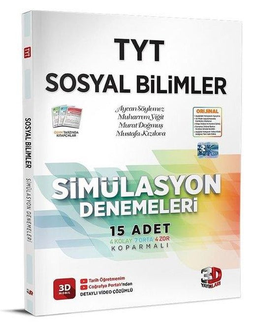 TYT Simülasyon Sosyal Bilimler Denemeleri | 3D Yayınları (İnce Kapak)