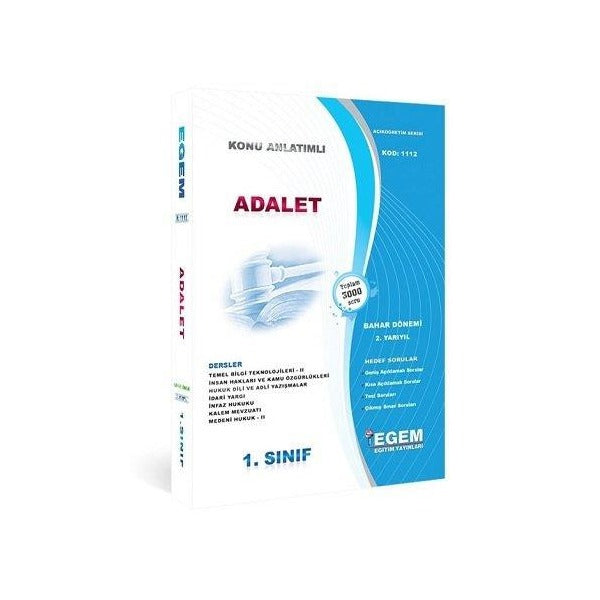 1. Sınıf Adalet - Güncel 2021 - Bahar Dönemi Konu Anlatımlı Soru Bankası - 2021 2. Yarıyıl 1112