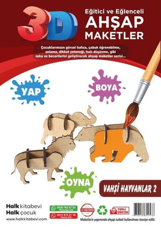 Vahşi Hayvanlar 2 Ahşap Maket | Halk Kitabevi
