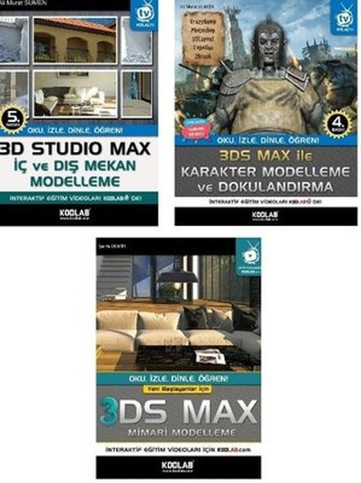3D Studio Max Eğitim Seti - 3 Kitap Takım | Kodlab (İnce Kapak)