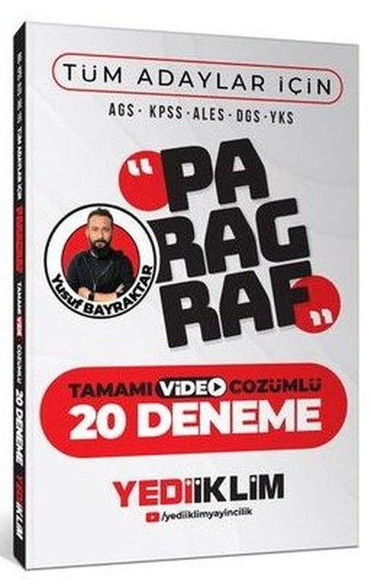 AGS KPSS ALES DGS YKS Tüm Adaylar İçin Paragraf Tamamı Video Çözümlü 20 Deneme | Yediiklim Yayınları (İnce Kapak)