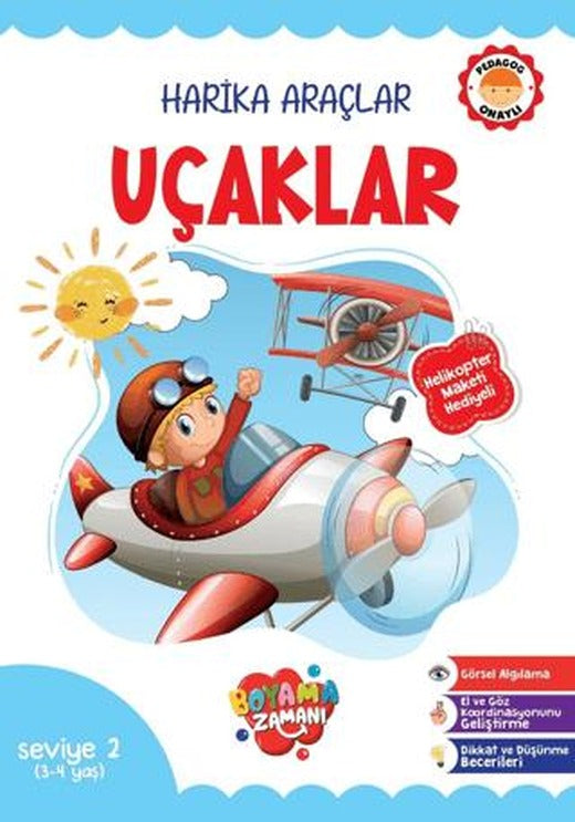 Harika Araçlar - Uçaklar Seviye 2 (3-4 Yaş) | Boyama Zamanı (Ciltsiz)