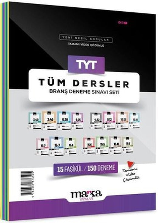 2025 TYT Tüm Dersler Branş Deneme Sınavı Seti 15 Fasikül 150 Deneme | Marka Yayınları (İnce Kapak)