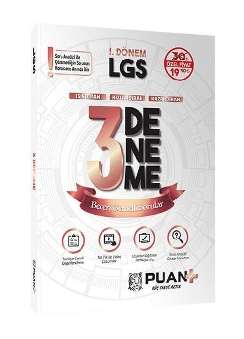 8. Sınıf LGS 1. Dönem 3 Deneme Puan Yayınları kitap kapağı