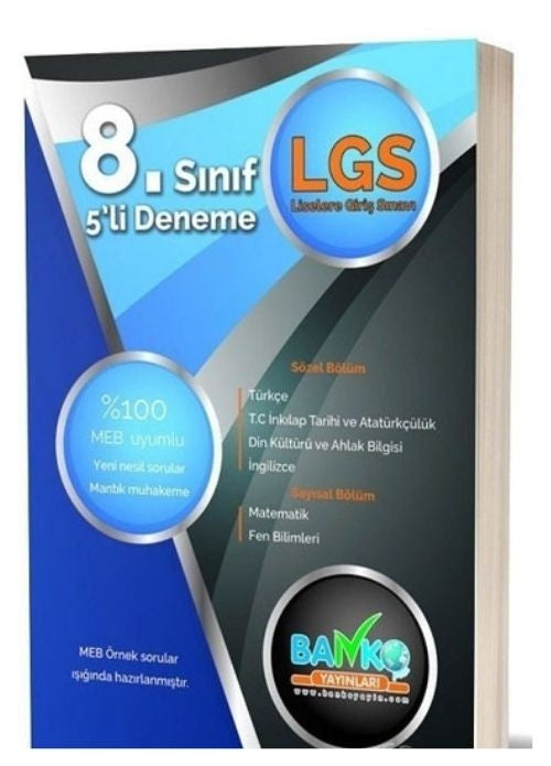 8. Sınıf LGS 5 li Deneme Banko Plus Yayınları kitap kapağı