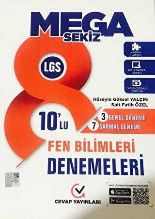 Cevap Yayınları 8. Sınıf LGS Fen Bilimleri Mega Sekiz 10 lu Deneme - Hüseyin Göksel Yalçın kitap kapağı