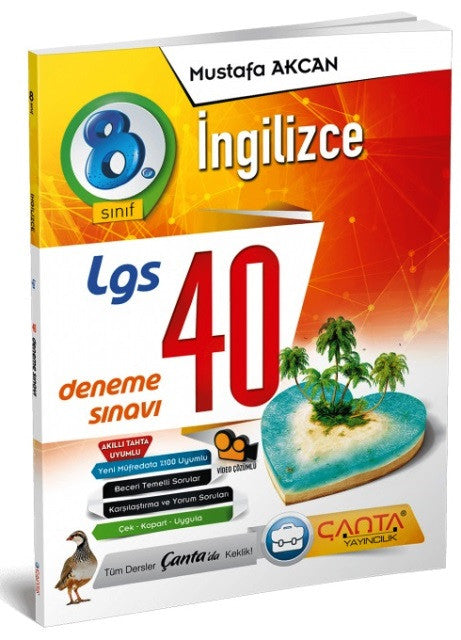 8. Sınıf LGS İngilizce 40 Deneme - Mustafa Akcan kitap kapağı