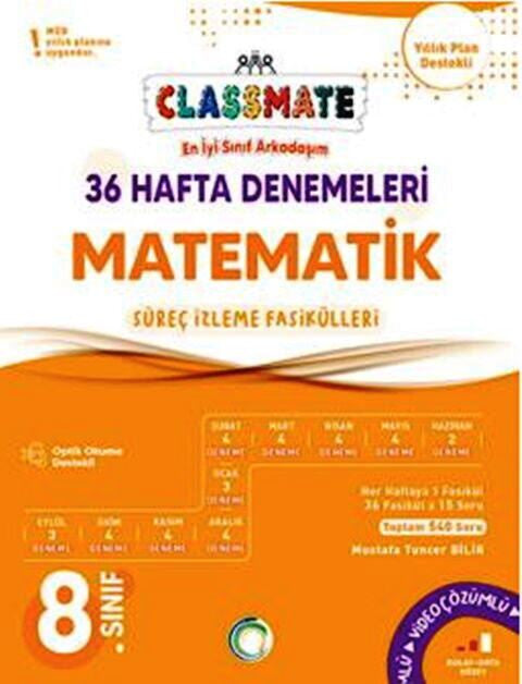 8. Sınıf LGS Matematik Classmate 36 Hafta Denemeleri - Mustafa Tuncer Bilir kitap kapağı