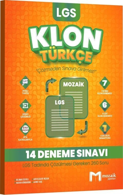 8. Sınıf LGS Türkçe Klon 14 Deneme Mozaik Yayınları - Bilhan Uğurlu kitap kapağı
