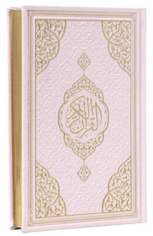 Çanta Boy Medine Hatlı Arapça Kenar Yaldızlı Termo Deri Kuran-ı Kerim - Pembe