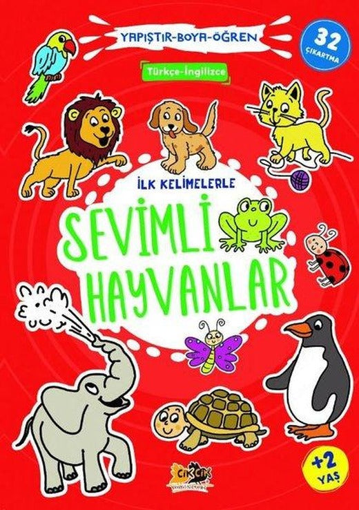 İlk Kelimelerle Sevimli Hayvanlar - Yapıştır Boya Öğren | Cik Cik Yayınları (İnce Kapak)