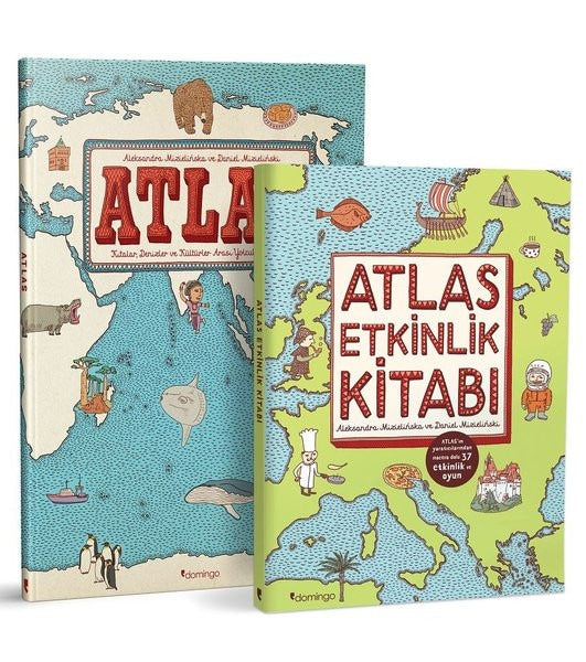 Atlas Set - Kıtalar -Denizler - Kültürler Arası Yolculuk Rehberi - 2 Kitap Takım | Domingo Yayınevi (İnce Kapak)