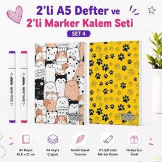 Note The Time 2li A5 Defter + 2li Marker Kalem - 4. Set | Note The Time - Resim 1