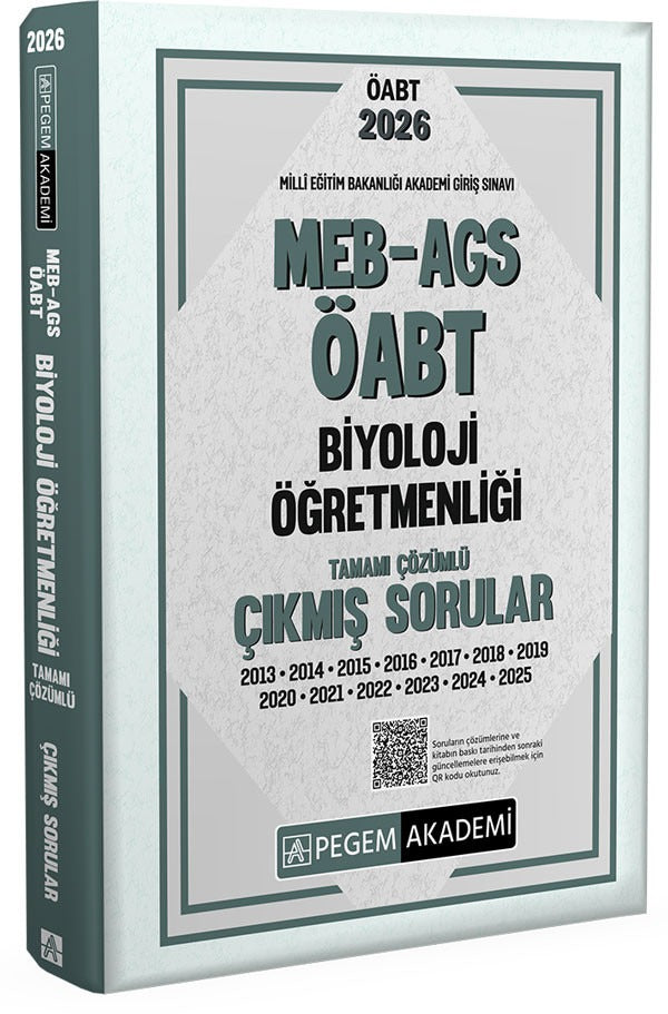 2026 MEB AGS ÖABT Biyoloji Öğretmenliği Tamamı Çözümlü Çıkmış Sorular | Pegem Akademi Yayıncılık (Ciltsiz)
