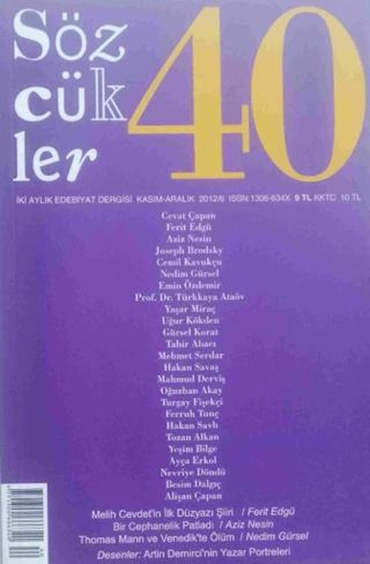 Sözcükler Dergisi Sayı: 40 Kasım - Aralık 2012 | Sözcükler Yayınları (Ciltsiz)