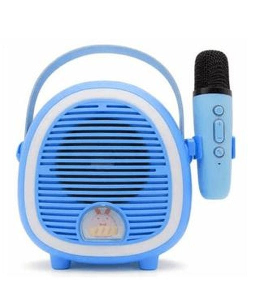 Çocuklara Özel Retro Tasarımlı Bluetooth Karaoke Mikrofon ve Ahşap Tripodlu – Mavİ | Crownwell