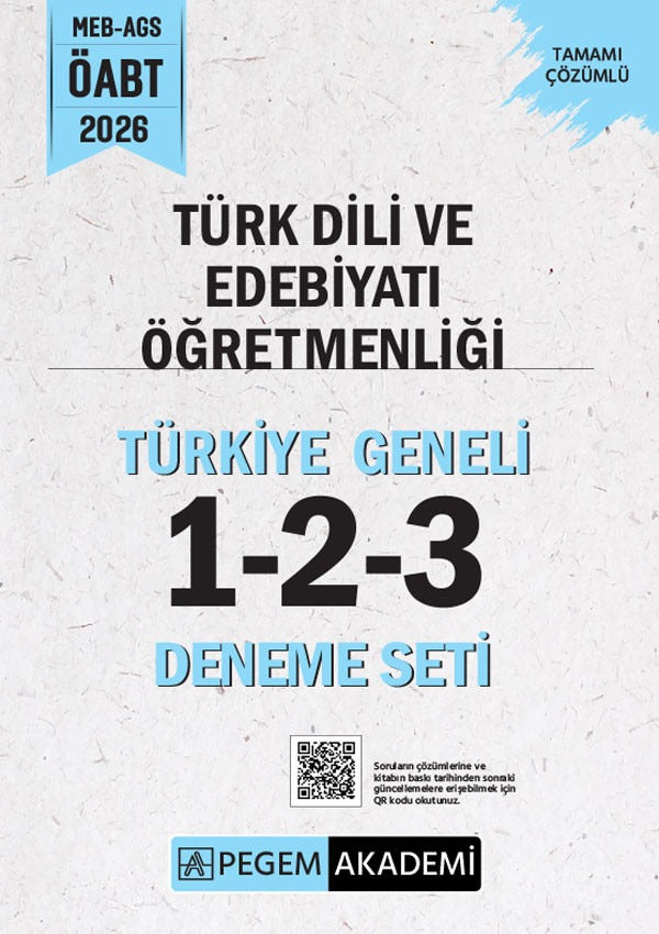 2026 MEB AGS ÖABT Türk Dili ve Edebiyatı Öğretmenliği Tamamı Çözümlü Türkiye Geneli 1-2-3 (3'lü Deneme Seti)