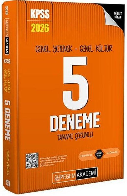 2026 KPSS Genel Yetenek Genel Kültür Tamamı Çözümlü 5 Deneme | Pegem Akademi Yayıncılık (İnce Kapak)