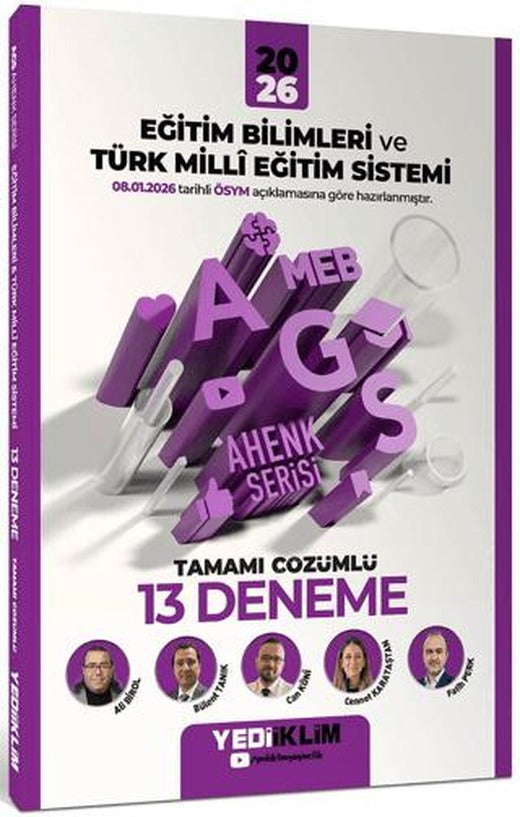 2026 MEB-AGS Ahenk Eğitim Bilimleri ve Türk Milli Eğitim Sistemi Tamamı Çözümlü 13 Deneme | Yediiklim Yayınları (Ciltsiz)