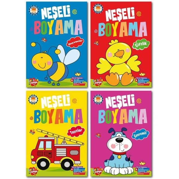 Neşeli Boyama Seti - 4 Kitap Takım | Boyama Zamanı Yayınları (İnce Kapak)