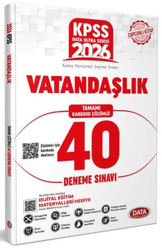 2026 KPSS Ultra Serisi Vatandaşlık Tamamı Çözümlü 40 Deneme Sınavı | Data Yayınları (Ciltsiz)
