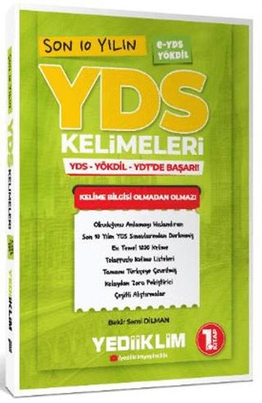 Yediiklim Yayınları Son 10 Yılın YDS Kelimeleri (1.Kitap) | Yediiklim Yayınları (Ciltsiz)